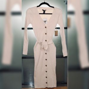 NEW Midi Button Front Ribbed Dress w/ Belt Sz:M